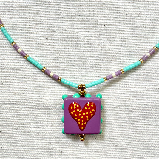 Collar Toscana corazón lila