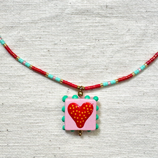 Collar Toscana corazón rosa